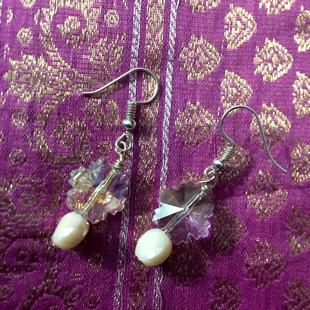 Crystal Snowflake Hand crafted Earrings. Price per ea pair